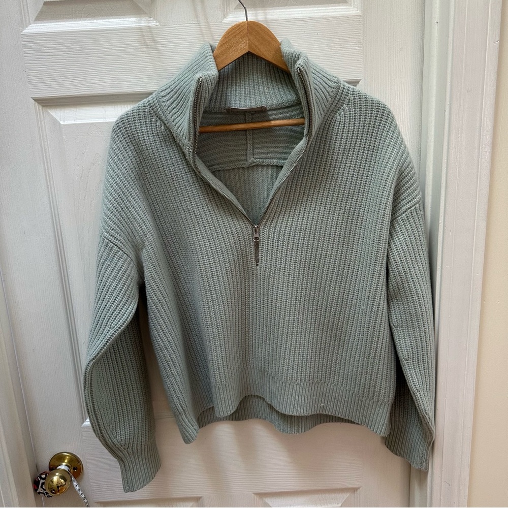 Everlane Ribbed Half-Zip Sweater wool quarter zip collared m medium - Picture 2 of 7